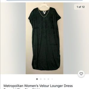 Metropolitan Women Velour Lounger Dress Emerald 2X